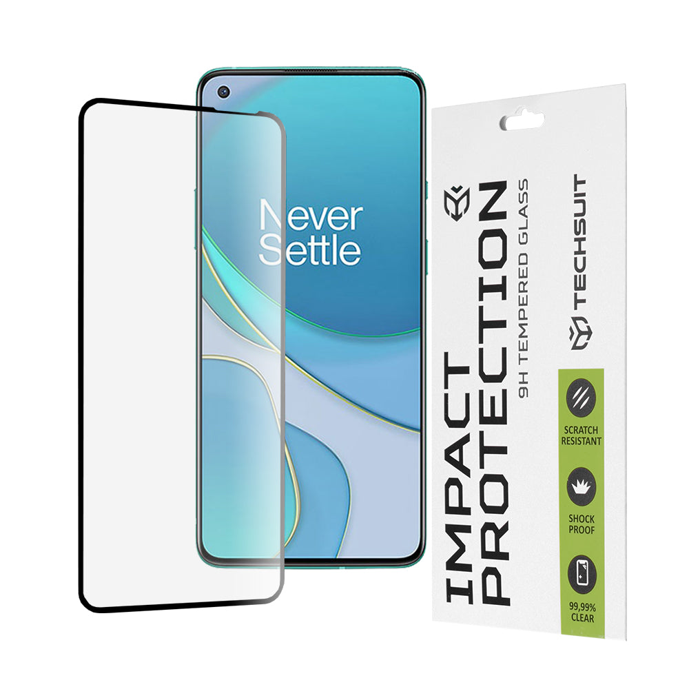 Techsuit-näytönsuoja OnePlus 8T:lle, karkaistu lasi, täysiliima, 111D, musta