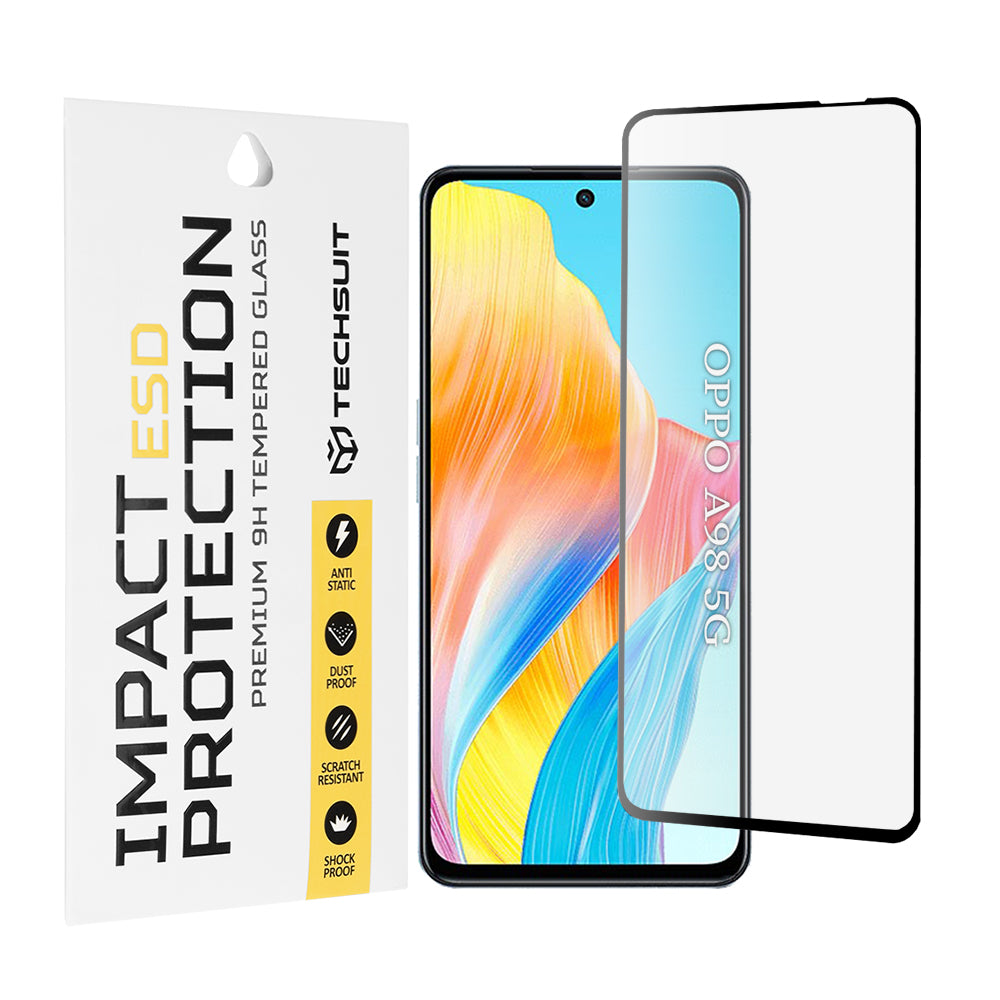 Techsuit-näytönsuoja OnePlus Nord N30 SE / Oppo A79 / A98 / A58 4G:lle, karkaistu lasi, täysiliimainen, musta