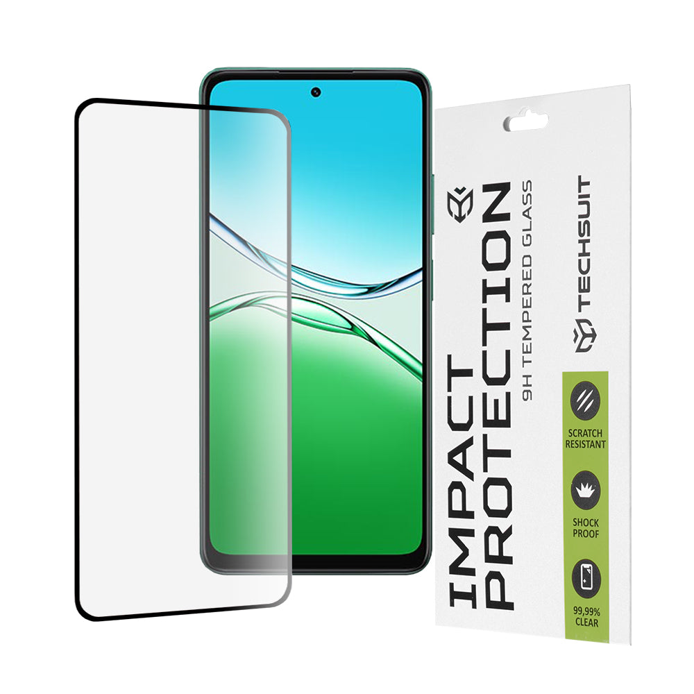 Techsuit-näytönsuoja Oppo A5 4G:lle, karkaistu lasi, täysiliima, 111D, musta
