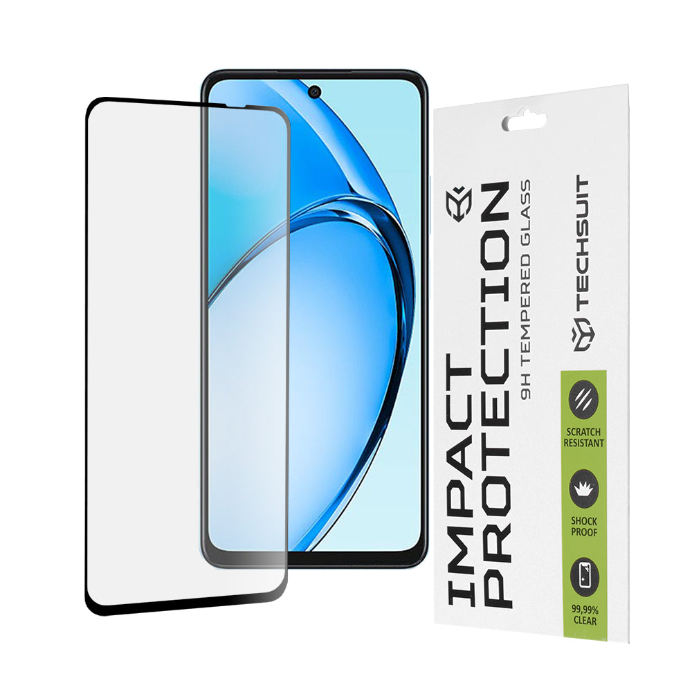 Techsuit-näytönsuoja Oppo A60:lle, karkaistu lasi, täysiliimainen, 111D, musta