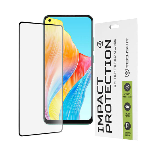 Techsuit-näytönsuoja Oppo A78 4G:lle, karkaistu lasi, täysiliima, 111D, musta