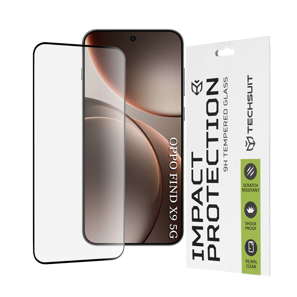 Techsuit-näytönsuojakalvo Oppo Find X9:lle, Panssarilasi, Full Glue, 111D, Musta