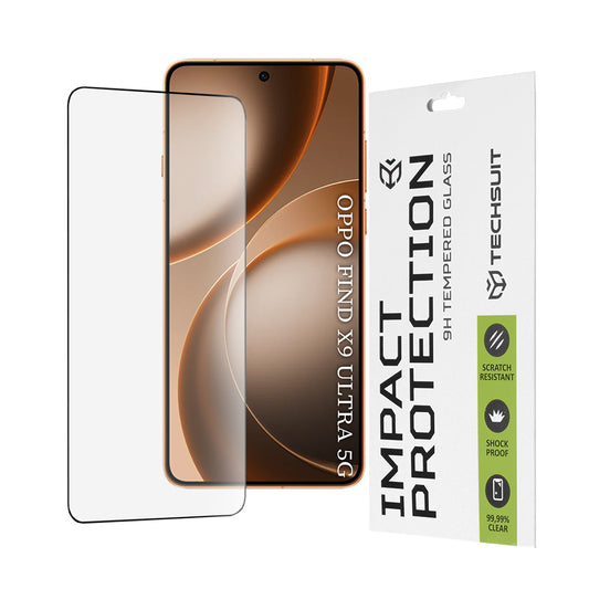 Techsuit-näytönsuoja Oppo Find X9 Ultra -puhelimelle, karkaistu lasi, täysiliimainen, 111D, musta