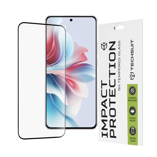 Techsuit-näytönsuoja Oppo Reno11 F:lle, karkaistu lasi, täysiliima, 111D, musta