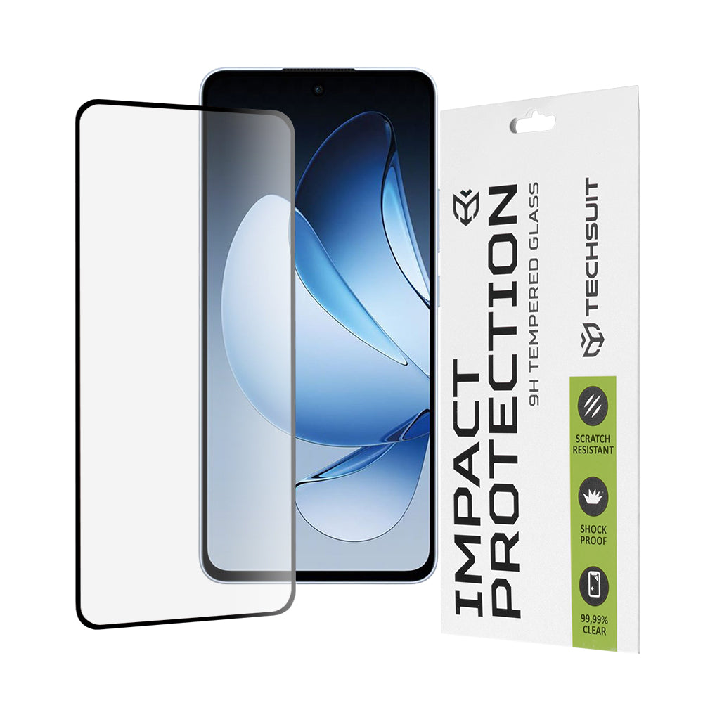 Techsuit-näytönsuoja Oppo Reno13:lle, karkaistu lasi, täysiliima, 111D, musta