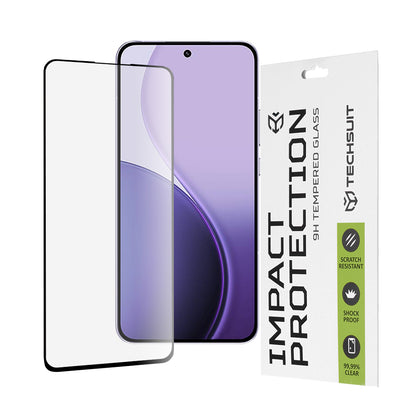 Techsuit-näytönsuoja Oppo Reno14 F:lle, karkaistu lasi, täysiliima, 111D, musta