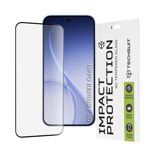 Techsuit-näytönsuojakalvo Oppo Reno15 FS / Reno15 F -puhelimille, Panssarilasi, Full Glue, 111D, Musta