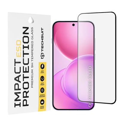 Techsuit Screen Protector Film for Oppo Reno16 / Reno16 Pro, Tempered Glass, Full Glue, Black