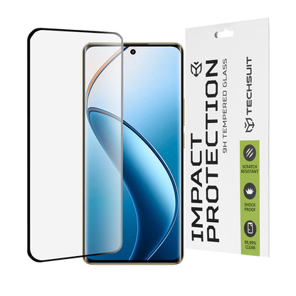 Techsuit Screen Protector Film for Realme 12 Pro / 12 Pro+, Tempered Glass, Full Glue, 111D, Black