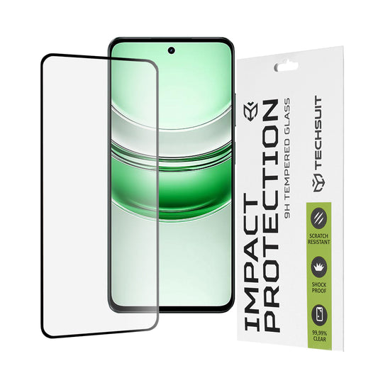 Techsuit-näytönsuoja Realme C71:lle, karkaistu lasi, täysi liima, 111D, musta