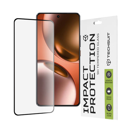 Techsuit-näytönsuoja Realme GT 7:lle, karkaistu lasi, täysiliima, 111D, musta