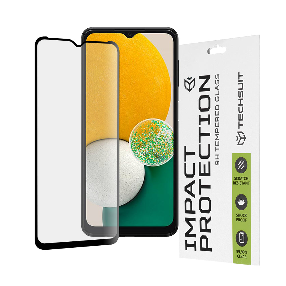 Techsuit-näytönsuoja Samsung Galaxy A04 A045 / A04s A047 / A13 5G A136:lle, karkaistu lasi, täysiliima, 111D, musta