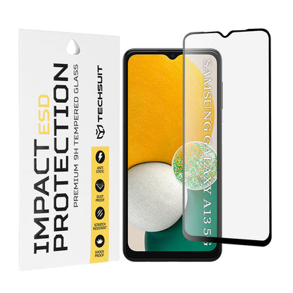 Techsuit-näytönsuoja Samsung Galaxy A04 A045 / A04s A047 / A13 5G A136:lle, karkaistu lasi, täysiliimainen, musta
