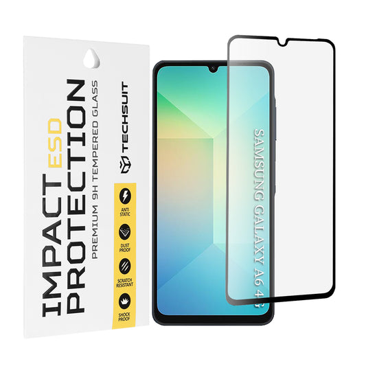 Techsuit-näytönsuoja Samsung Galaxy A06 A065:lle, karkaistu lasi, täysiliimainen, musta