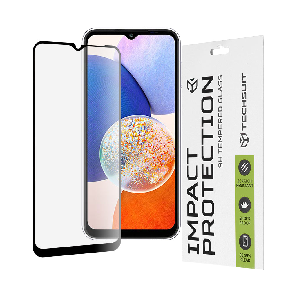 Techsuit-näytönsuoja Samsung Galaxy A14 A145 / A14 5G A146:lle, karkaistu lasi, täyshartsi, 111D, musta