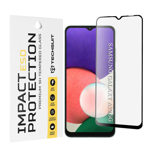 Techsuit-näytönsuoja Samsung Galaxy A22 5G A226:lle, karkaistu lasi, täysiliimainen, musta