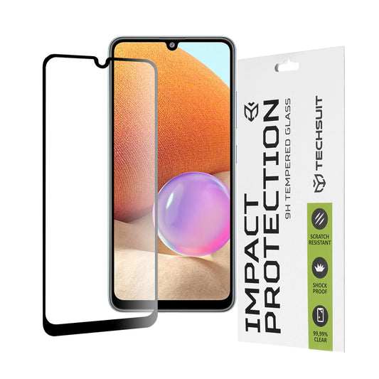 Techsuit-näytönsuoja Samsung Galaxy A33 5G A336 / A32 A325:lle, karkaistu lasi, täysi liima, 111D, musta