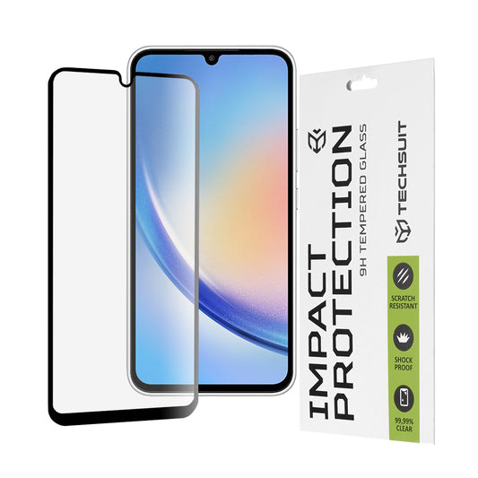 Techsuit-näytönsuoja Samsung Galaxy A34 A346:lle, karkaistu lasi, täysiliima, 111D, musta