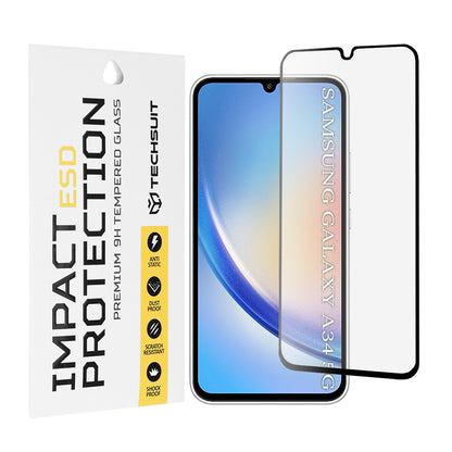 Techsuit-näytönsuoja Samsung Galaxy A34 A346:lle, karkaistu lasi, täysiliimainen, musta