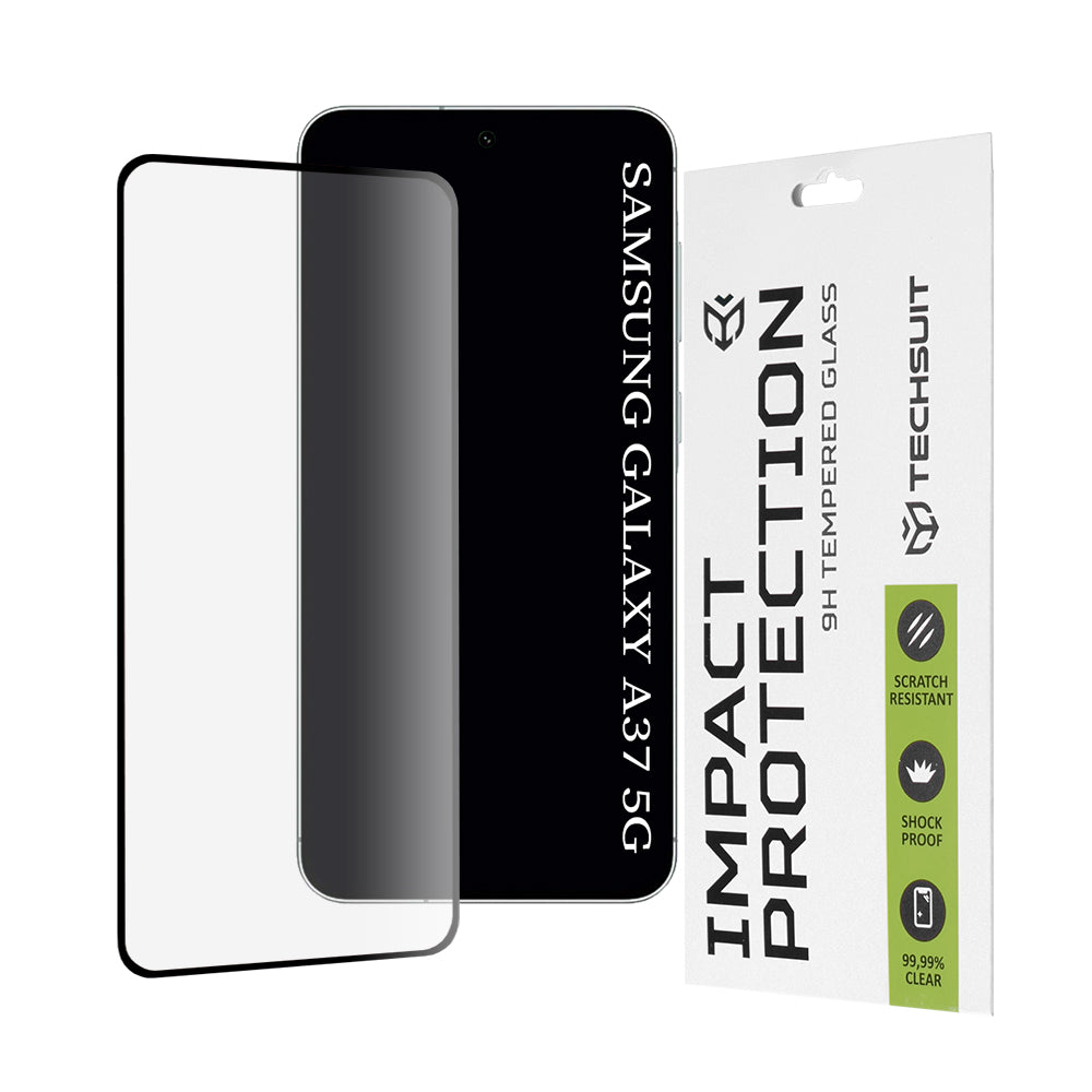 Näytönsuojakalvo Techsuit Samsung Galaxy A37 5G:lle, Panssarilasi, Full Glue, 111D, Musta