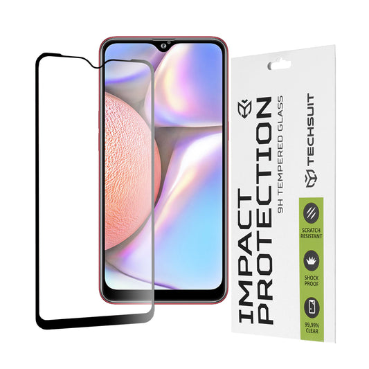 Techsuit-näytönsuoja Samsung Galaxy M01s M017 / A10s A107 / A10 A105 / M10 M105 -malleihin, karkaistu lasi, täyshartsi, 111D, musta