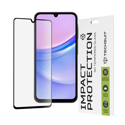 Techsuit-näytönsuoja Samsung Galaxy M15 / A15 5G A156 / A15 A155 / A25 A256 -malleihin, karkaistu lasi, täyshartsi, 111D, musta