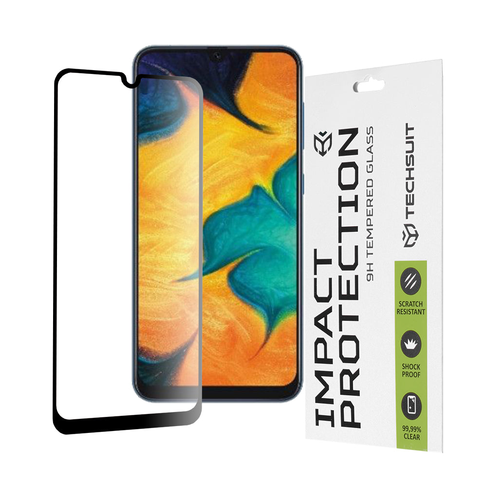 Techsuit-näytönsuoja Samsung Galaxy M31 M315 / M21 M215 / A50s A507 / A30s A307 -puhelimille, karkaistu lasi, täyshartsi, 111D, musta