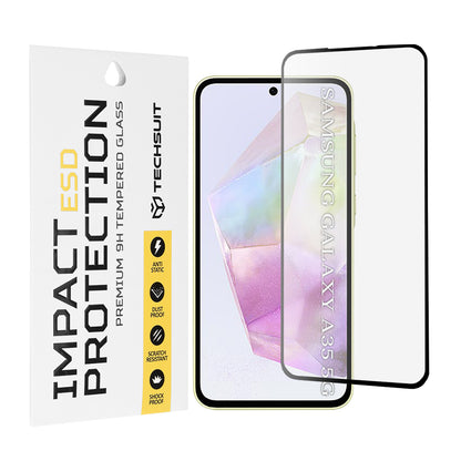 Techsuit-näytönsuoja Samsung Galaxy M35 / A55 5G A556 / A35 5G A356 -puhelimille, karkaistu lasi, täysiliimainen, musta