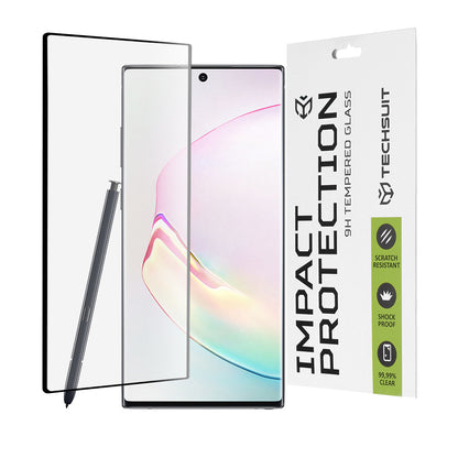Techsuit-näytönsuoja Samsung Galaxy Note 10 5G N971 / Note10 N970:lle, karkaistu lasi, täyshartsi, 111D, musta