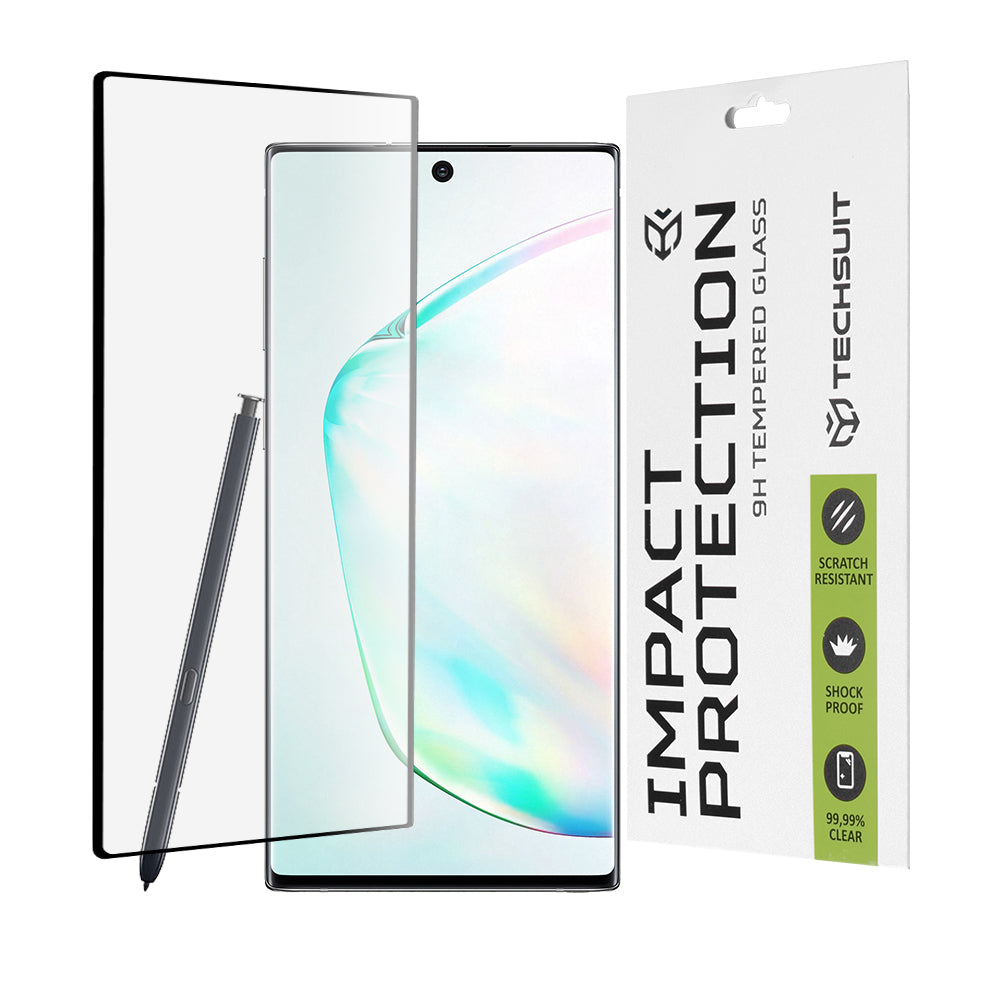 Techsuit-näytönsuoja Samsung Galaxy Note 10+ 5G N976 / Note 10+ N975:lle, karkaistu lasi, täyshartsi, 111D, musta