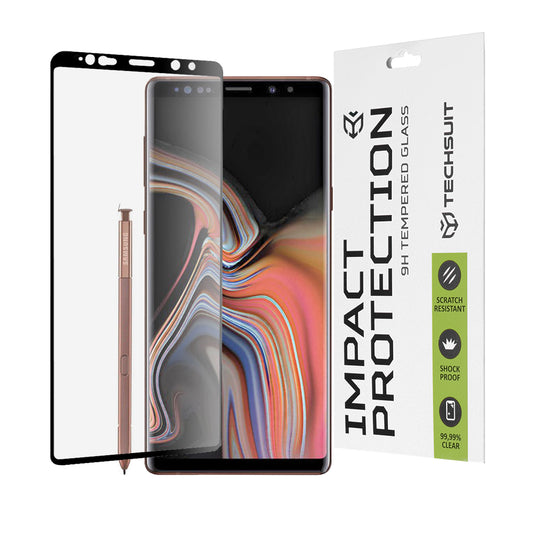 Techsuit-näytönsuoja Samsung Galaxy Note 9 N960:lle, karkaistu lasi, täysiliima, 111D, musta