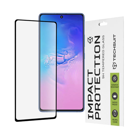 Techsuit-näytönsuoja Samsung Galaxy S10 Lite G770:lle, karkaistu lasi, täysiliima, 111D, musta