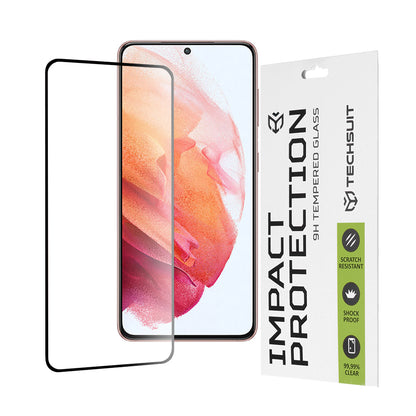 Techsuit-näytönsuoja Samsung Galaxy S21 5G G991:lle, karkaistu lasi, täysiliimainen, 111D, musta