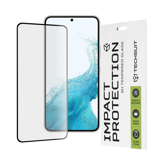 Techsuit-näytönsuoja Samsung Galaxy S23 S911 / S22 5G S901:lle, karkaistu lasi, täysiliimainen, 111D, musta