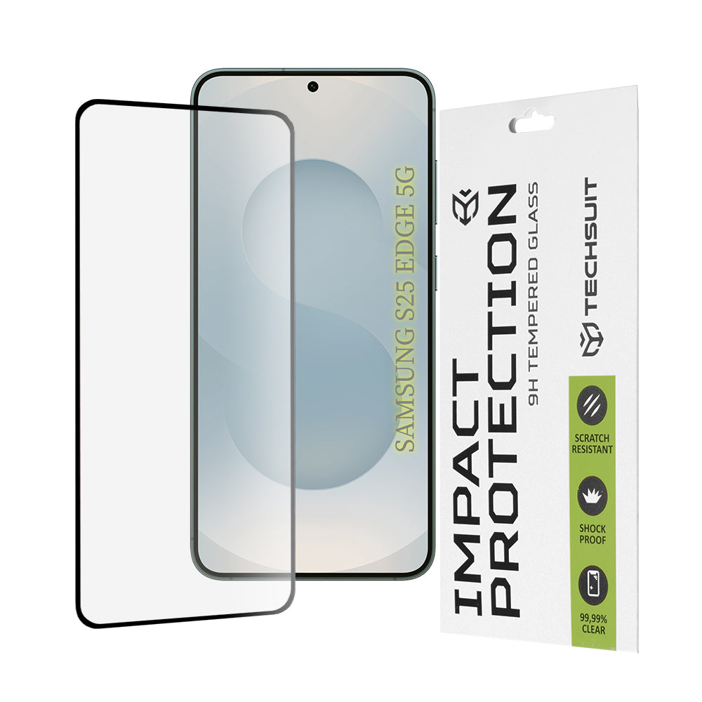 Techsuit-näytönsuoja Samsung Galaxy S25 Edge S937:lle, karkaistu lasi, täyshartsi, 111D, musta