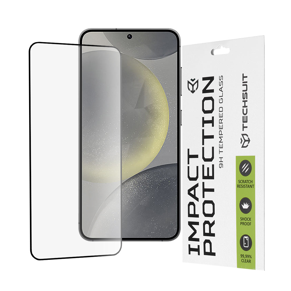 Techsuit-näytönsuoja Samsung Galaxy S25 S931 / S24 S921:lle, karkaistu lasi, täysiliima, 111D, musta