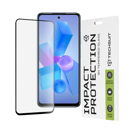 Techsuit-näytönsuoja Tecno Spark 20 Pro / Pova 5 Pro / Hot 40 / Hot 40 Pro -puhelimille, karkaistu lasi, täysiliimainen, 111D, musta