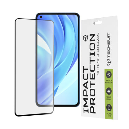 Techsuit-näytönsuoja Xiaomi 11 Lite 5G NE / Mi 11 Lite 5G / 11 Lite -puhelimille, karkaistu lasi, täysiliimainen, 111D, musta