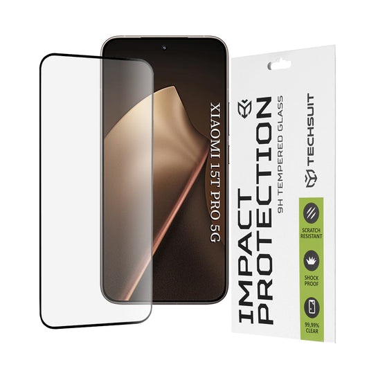 Techsuit-suojakalvo Xiaomi 15T Pro:lle, Panssarilasi, Full Glue, 111D, Musta