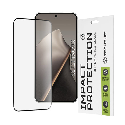Techsuit-suojakalvo Xiaomi 15T:lle, Panssarilasi, Full Glue, 111D, Musta