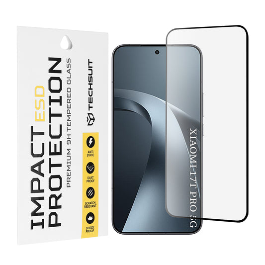 Techsuit Screen Protector Film for Xiaomi 17T Pro, Tempered Glass, Full Glue, Black