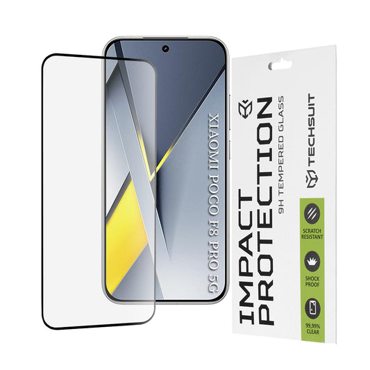 Techsuit-suojakalvo Xiaomi Poco F8 Pro:lle, Karkaistu lasi, Full Glue, 111D, Musta