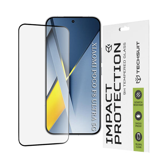 Techsuit-suojakalvo Xiaomi Poco F8 Ultra -puhelimelle, Karkaistu lasi, Full Glue, 111D, Musta