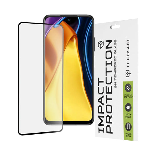 Techsuit-näytönsuoja Xiaomi Poco M3 Pro 5G / Redmi Note 10 5G:lle, karkaistu lasi, täysiliimainen, 111D, musta