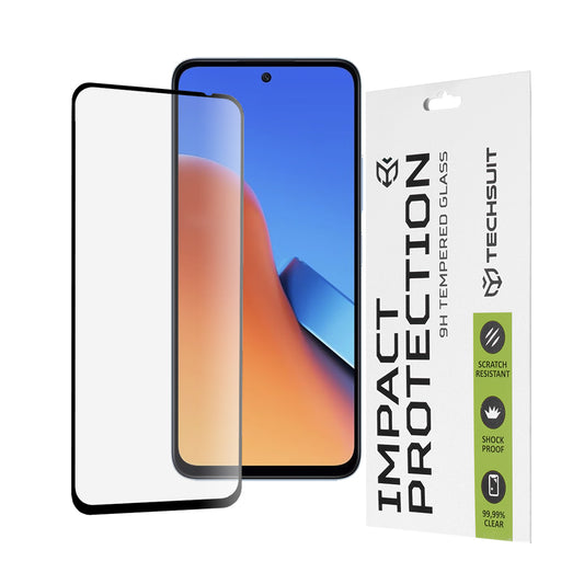 Techsuit-näytönsuoja Xiaomi Poco M6 4G / Redmi 13 / 12 5G / 12, Karkaistu lasi, Täysi liima, 111D, Musta