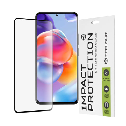 Techsuit-näytönsuoja Xiaomi Poco X4 Pro 5G / Redmi Note 11 Pro+ 5G:lle, karkaistu lasi, täysiliimainen, 111D, musta