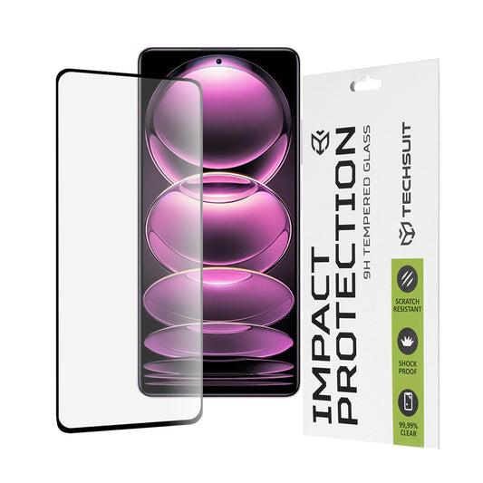 Techsuit-näytönsuoja Xiaomi Poco X5 Pro / Redmi Note 12 Pro 5G / Note 12 Pro+ -puhelimille, karkaistu lasi, täysiliimainen, 111D, musta