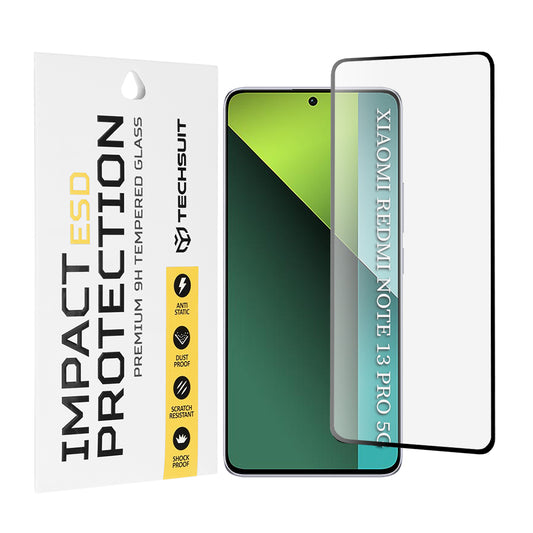 Techsuit-näytönsuoja Xiaomi Poco X6 / Redmi Note 13 Pro 5G:lle, karkaistu lasi, täysiliimainen, musta