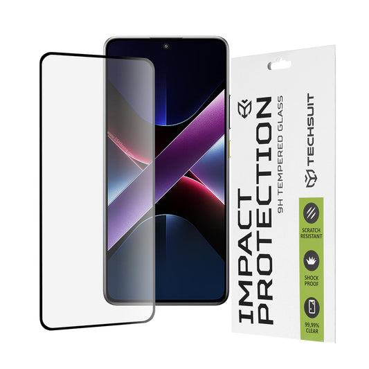 Techsuit-näytönsuoja Xiaomi Poco X7 Pro:lle, karkaistu lasi, täysiliima, 111D, musta