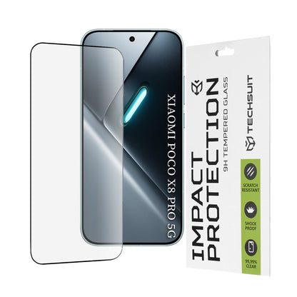 Techsuit-suojakalvo Xiaomi Poco X8 Pro:lle, Panssarilasi, Full Glue, 111D, Musta